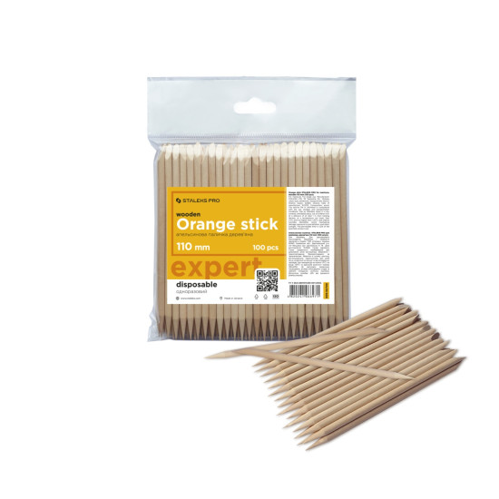 Orange Wood Sticks 110mm 100pcs/zak