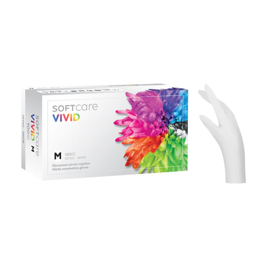 Soft Care Vivid Nitril Handschoenen M - Wit (100 stuks)