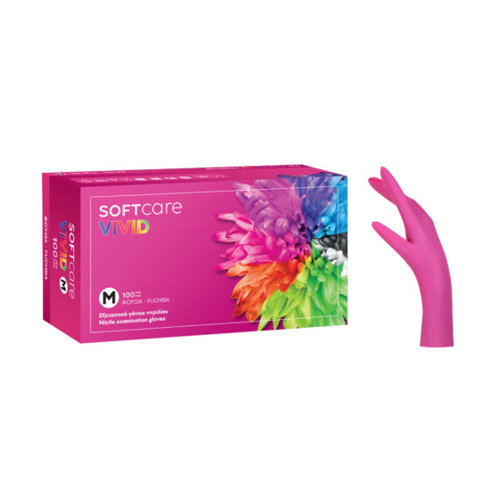 Soft Care Vivid Nitril Handschoenen M - Fuchsia (100 stuks)