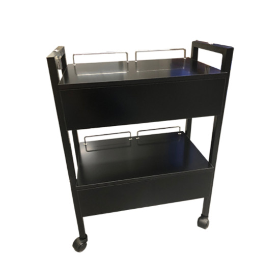 Salon Trolley With 2 Drawers BLACK 